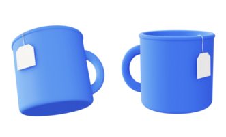 3d illustration icon of blue cup of tea png