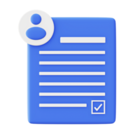 3d illustration icon of blue contract agreement file png