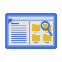 3d illustration icon of blue Searching folder and file png