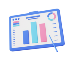 3d illustration icon of blue statistic chart presentation png