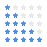 3d ilustración icono de azul revisión estrellas png