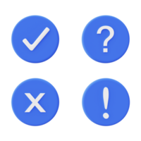 3d illustration icon of blue icons symbols signs png