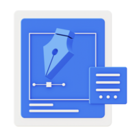 3d illustration ikon av blå grafisk design penna verktyg png