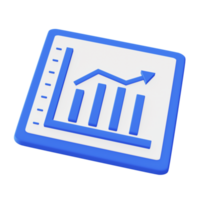 3d illustration icône de bleu croissance statistique graphique côté png