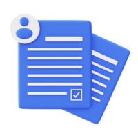 3d illustration icon of blue contract agreement letter file png