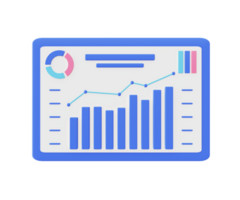 3d ilustración icono de azul infografía y estadística datos grafico png