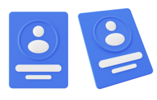 3d illustration icon of blue contact Person document file png