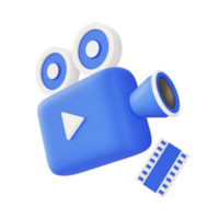 3d illustration icon of blue film and movie camera png