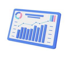 3d ilustração ícone do azul infográfico e estatística dados gráfico lado png