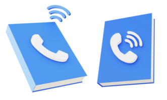 3d illustration ikon av blå telefon bok png