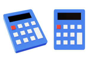 3d illustration ikon av blå kalkylator matematik png
