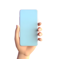 Person halten Handy, Mobiltelefon Telefon im Hand transparent ausgeschnitten, Hand halten das Smartphone mit leer Bildschirm Attrappe, Lehrmodell, Simulation, Smartphone Anzeige Attrappe, Lehrmodell, Simulation im Hand transparent isoliert, generativ ai png