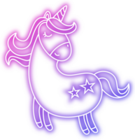 pink unicorn neon animal glow light outline icon element illustration png