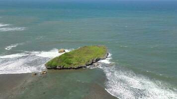 Aerial view of giant ocean waves crashing and foaming video