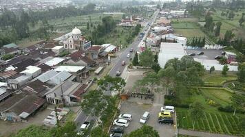 Aerial view of Posong village at Wonosobo with mountain around it video