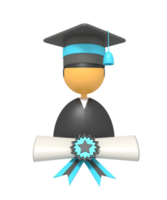 hombre con graduación sombrero y certificado png