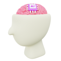 3d ilustración de cerebro chip png