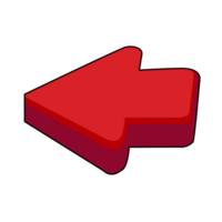 Red 3d arrow graphic icon sign.  Cartoon design. png