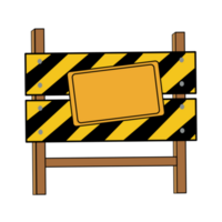 Road barrier with yellow stripes. Under construction, warning barrier. Cartoon minimal style. png