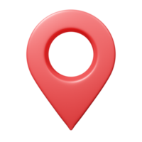 3D render red pin map location pointer icon. png