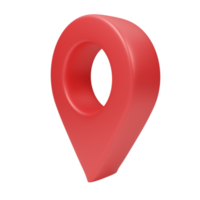 3D render red pin map location pointer icon. png