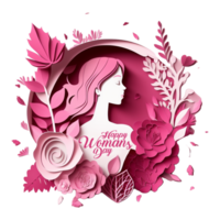 March 8 International Womens Day Pink Paper Cut White Transparent png