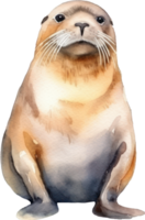 Sealion Watercolor Illustration. AI Generated png