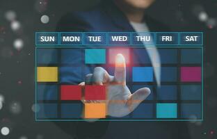 Concept of scheduling and planning weekly, appointments, events, tasks, and meetings. photo