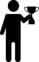 Character of faceless man holding trophy. vector