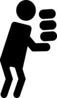Character of faceless man holding box. vector