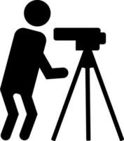 Character of black faceless man with telescope. vector