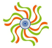 Ashok chakra with decorative ribbon. vector