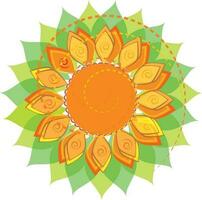 Colorful floral design in green and orange color. vector