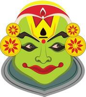 Beautiful kathakali dancer face. vector