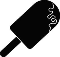 Flat style black ice cream with stick. vector