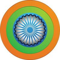 3d Ashoka Wheel with flat rounded design. vector