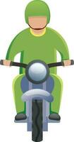 Young man in helmet and riding a scooter. vector