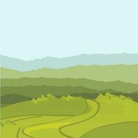 Greeen lanscape decorated background. vector