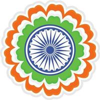 Flower in indian flag color with ashoka wheel. vector