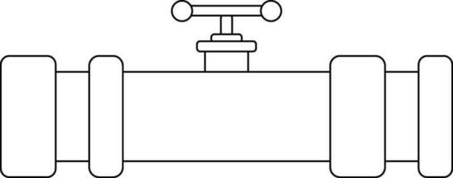 Illustration of a black line art valve pipe. vector