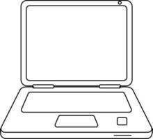 Laptop in black line art. vector