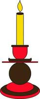 Burning candle icon with stand in color and stroke. vector