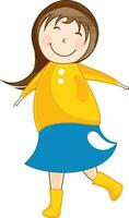 Cartoon character of a cute and happy little girl. vector