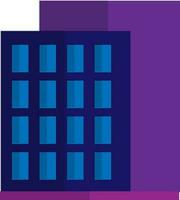 Flat style building in blue and purple color. vector