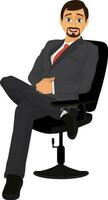 Businessman sitting on chair. vector