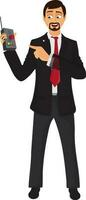 Businessman holding a remote control. vector