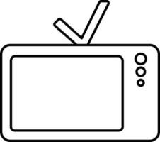 Black line art old television screen. vector