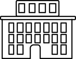 Flat style building in black line art. vector