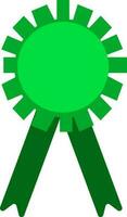Badge with ribbon in green color. vector