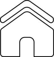 Black line art illustration of a home in flat style. vector